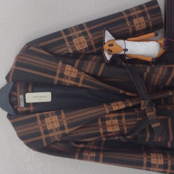 Plaid Coat Check Lagenlook Pattern Longline Belted Checked NWT Brown and Black - Picture 8 of 8